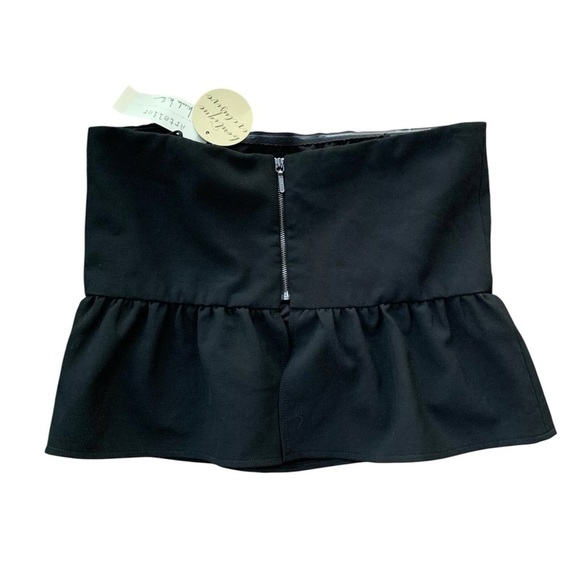 Nicole Miller Artelier Cropped Bandeau Ruffle Strapless Top Black Size Large - Picture 2 of 7